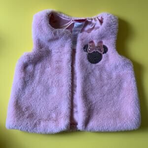 DISNEY JUNIOR MINNIE MOUSE SEQUINED PINK FAUX FUR VEST BABY TODDLER GIRLS 24M 24